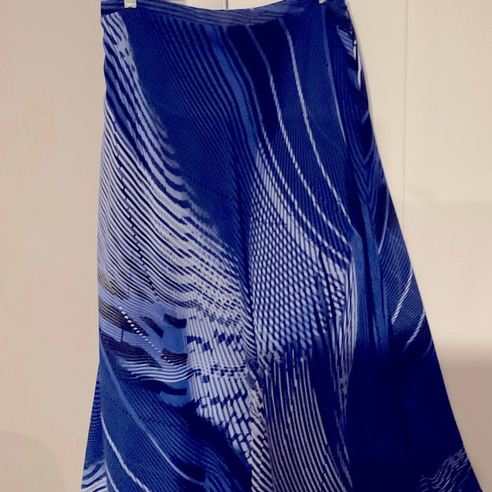 Striking striped-patterned maxi skirt.